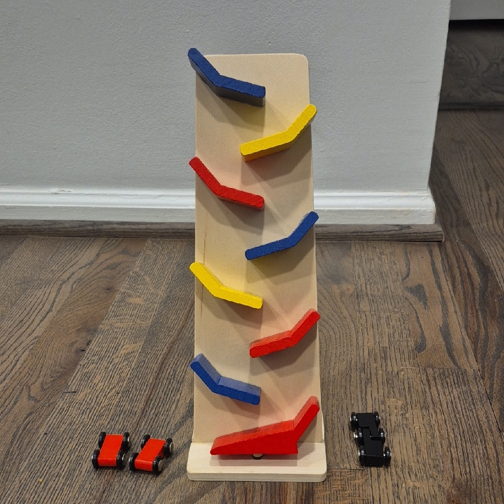 Colorful Wooden Car Ramp Racer for Kids